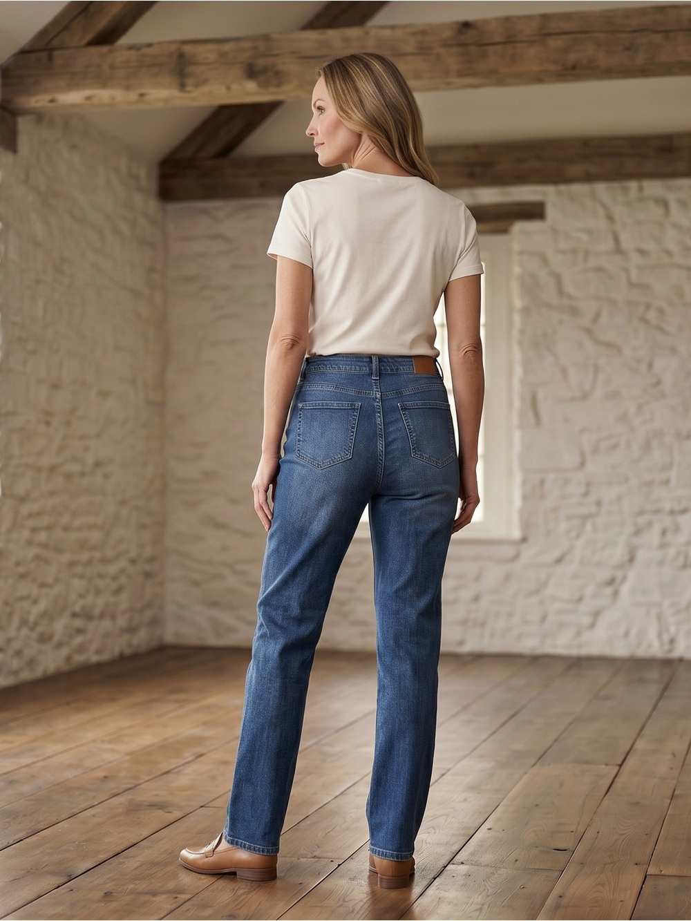 Gloria Vanderbilt Amanda Straight Leg Jeans in Medium Blue - Picture 2 of 2